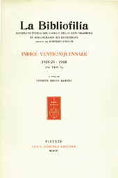 eBook, La bibliofilia : rivista di storia del libro e di bibliografia : indice venticinquennale : XXVI-L (1924-1948), L.S. Olschki
