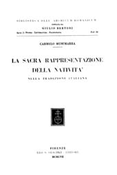 eBook, La sacra rappresentazione della Natività nella tradizione italiana, Musumarra, Carmelo, L.S. Olschki