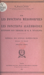 E-book, Sur les fonctions méromorphes et les fonctions algébroïdes : Extensions d'un théorème de M. R. Nevanlinna, Dunod (réédition numérique FeniXX)