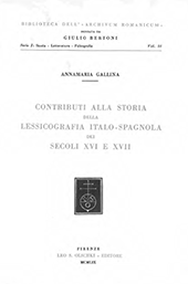 eBook, Contributi alla storia della lessicografia italo-spagnola dei secoli XVI e XVII, Gallina, Annamaria, L.S. Olschki