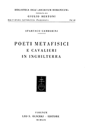 E-book, Poeti metafisici e cavalieri in Inghilterra, L.S. Olschki