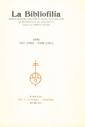 Fascículo, La bibliofilia : rivista di storia del libro e di bibliografia : LXII, 2, 1960, L.S. Olschki