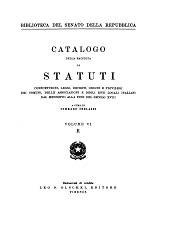 E-book, Catalogo della raccolta di statuti, consuetudini, leggi, decreti, ordini e privilegi dei comuni, delle associazioni e degli enti locali italiani dal Medioevo alla fine del secolo XVIII, Tipografia del Senato