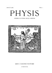 Fascículo, Physis : rivista internazionale di storia della scienza : II, 1, 1960, L.S. Olschki