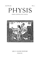 Issue, Physis : rivista internazionale di storia della scienza : III, 3, 1961, L.S. Olschki