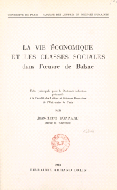 eBook, La vie économique et les classes sociales dans l'oeuvre de Balzac : Thèse principale pour le Doctorat ès-lettres présentée à la Faculté des lettres et sciences humaines de l'Université de Paris, Armand Colin (réédition numérique FeniXX)