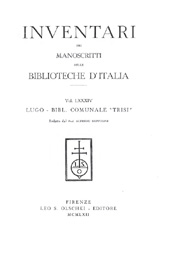 E-book, Inventari dei manoscritti delle biblioteche d'Italia : vol. LXXXIV : Lugo : Biblioteca comunale di Trisi, L.S. Olschki
