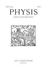 Fascicule, Physis : rivista internazionale di storia della scienza : IV, 2, 1962, L.S. Olschki