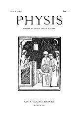 Fascicule, Physis : rivista internazionale di storia della scienza : V, 1, 1963, L.S. Olschki