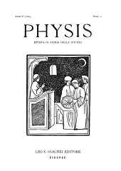 Heft, Physis : rivista internazionale di storia della scienza : V, 2, 1963, L.S. Olschki