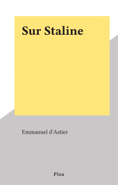 E-book, Sur Staline, Plon (réédition numérique FeniXX)