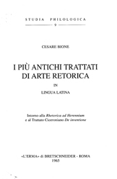 E-book, I più antichi trattati di arte retorica in lingua latina : intorno alla Rhetorica ad Herennium e al Trattato Ciceroniano De inventione, "L'Erma" di Bretschneider