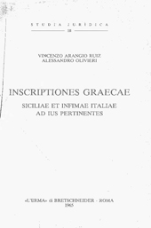 eBook, Inscriptiones graecae : Siciliae et infimae Italiae ad ius pertinentes, Arangio Ruiz, Vincenzo, "L'Erma" di Bretschneider