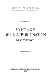 E-book, Syntaxe de la subordination dans Térence, Bléry, Henri, "L'Erma" di Bretschneider