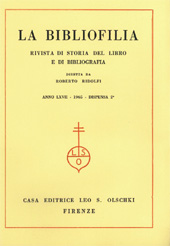Issue, La bibliofilia : rivista di storia del libro e di bibliografia : LXVII, 2, 1965, L.S. Olschki
