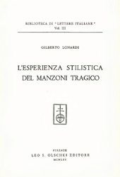E-book, L'esperienza stilistica del Manzoni tragico, Lonardi, Gilberto, L.S. Olschki