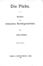 E-book, Die Plebs : Studien zur römischen Rechtsgeschichte, L'Erma di Bretschneider
