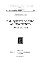 E-book, Dal Quattrocento al Novecento : saggi critici, L.S. Olschki