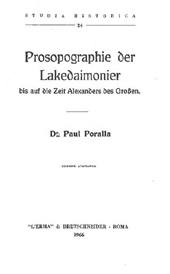 eBook, Prosopographie der Lakedaimonier bis auf die Zeit Alexanders des Großen, Poralla, Paul, "L'Erma" di Bretschneider