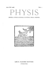 Fascículo, Physis : rivista internazionale di storia della scienza : VIII, 1, 1966, L.S. Olschki