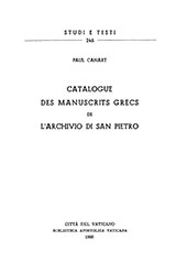 E-book, Catalogue des manuscrits grecs de l'Archivio di San Pietro, Biblioteca apostolica vaticana