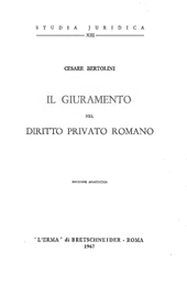 E-book, Il giuramento nel diritto privato romano, "L'Erma" di Bretschneider