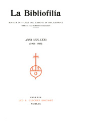 Fascículo, La bibliofilia : rivista di storia del libro e di bibliografia : LXX, 1/2, 1968, L.S. Olschki