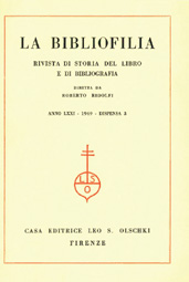 Fascículo, La bibliofilia : rivista di storia del libro e di bibliografia : LXXI, 3, 1969, L.S. Olschki