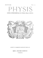 Issue, Physis : rivista internazionale di storia della scienza : XI, 1/4, 1969, L.S. Olschki