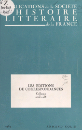 eBook, Les éditions de correspondances : Colloque, 20 avril 1968, Armand Colin (réédition numérique FeniXX)