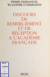 E-book, Discours de remerciement et de réception à l'Académie française, Seuil (réédition numérique FeniXX)