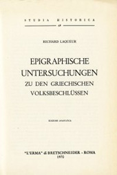 E-book, Epigraphische Untersuchungen zu den griechischen Volkbeschlüssen, "L'Erma" di Bretschneider
