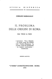 E-book, Il problema delle origini di Roma : da Vico a noi, Barbagallo, Corrado, "L'Erma" di Bretschneider