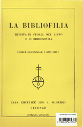 eBook, La Bibliofilia : rivista di storia del libro e di bibliografia : indice decennale : I-X (1899-1909), L.S. Olschki