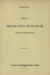 E-book, Della Separatio bonorum : note ed osservazioni, "L'Erma" di Bretschneider