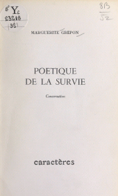 E-book, Poétique de la survie : Conversation, Caractères (réédition numérique FeniXX)
