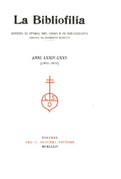 Issue, La bibliofilia : rivista di storia del libro e di bibliografia : LXXIV, 2, 1972, L.S. Olschki