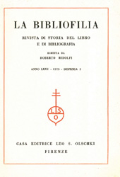 Fascicolo, La bibliofilia : rivista di storia del libro e di bibliografia : LXXV, 2, 1973, L.S. Olschki