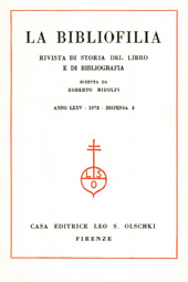 Fascicolo, La bibliofilia : rivista di storia del libro e di bibliografia : LXXV, 3, 1973, L.S. Olschki
