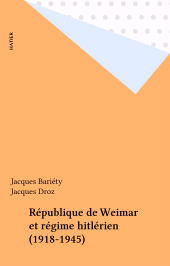E-book, République de Weimar et régime hitlérien (1918-1945), Hatier (réédition numérique FeniXX)