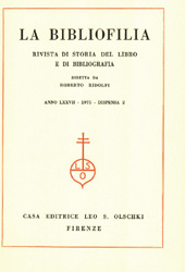 Issue, La bibliofilia : rivista di storia del libro e di bibliografia : LXXVII, 2, 1975, L.S. Olschki