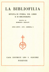 Fascicolo, La bibliofilia : rivista di storia del libro e di bibliografia : LXXVII, 3, 1975, L.S. Olschki