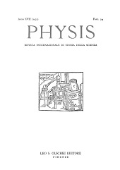 Issue, Physis : rivista internazionale di storia della scienza : XVII, 3/4, 1975, L.S. Olschki