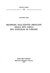 E-book, Ricerche sull'Editio princeps degli atti greci del Concilio di Firenze, Biblioteca apostolica vaticana