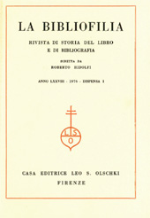 Fascículo, La bibliofilia : rivista di storia del libro e di bibliografia : LXXVIII, 1, 1976, L.S. Olschki
