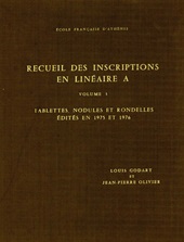 E-book, Recueil des inscriptions en linéaire A, Godart, Louis, École française d'Athènes