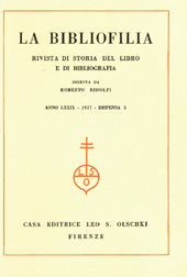 Heft, La bibliofilia : rivista di storia del libro e di bibliografia : LXXIX, 3, 1977, L.S. Olschki