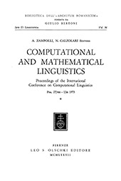 E-book, Computational and mathematical linguistics : proceedings of the International Conference on Computational Linguistics : vol. I, L.S. Olschki
