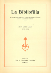 Issue, La bibliofilia : rivista di storia del libro e di bibliografia : LXXX, 1, 1978, L.S. Olschki