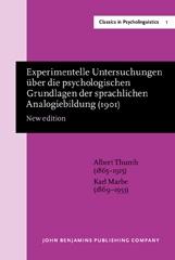 E-book, Experimentelle Untersuchungen uber die psychologischen Grundlagen der sprachlichen Analogiebildung (1901), John Benjamins Publishing Company